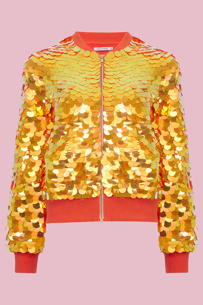 Rose gold clearance sequin bomber jacket